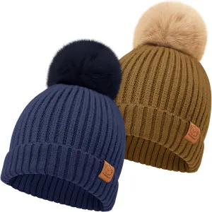 2-Pack Pom Knitted Beanie (Blast)