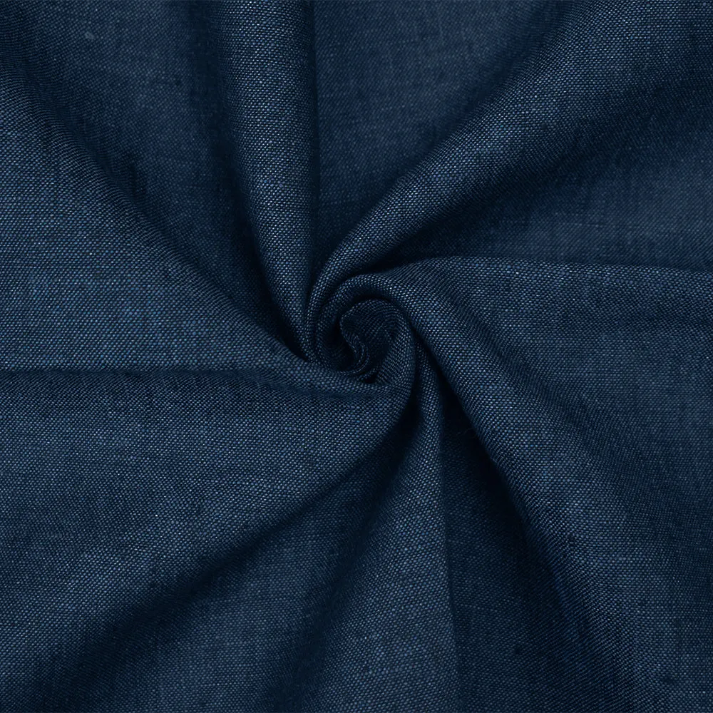 Black-Blue Spence Bryson Slub Texture Irish Linen Chambray Woven Fabric