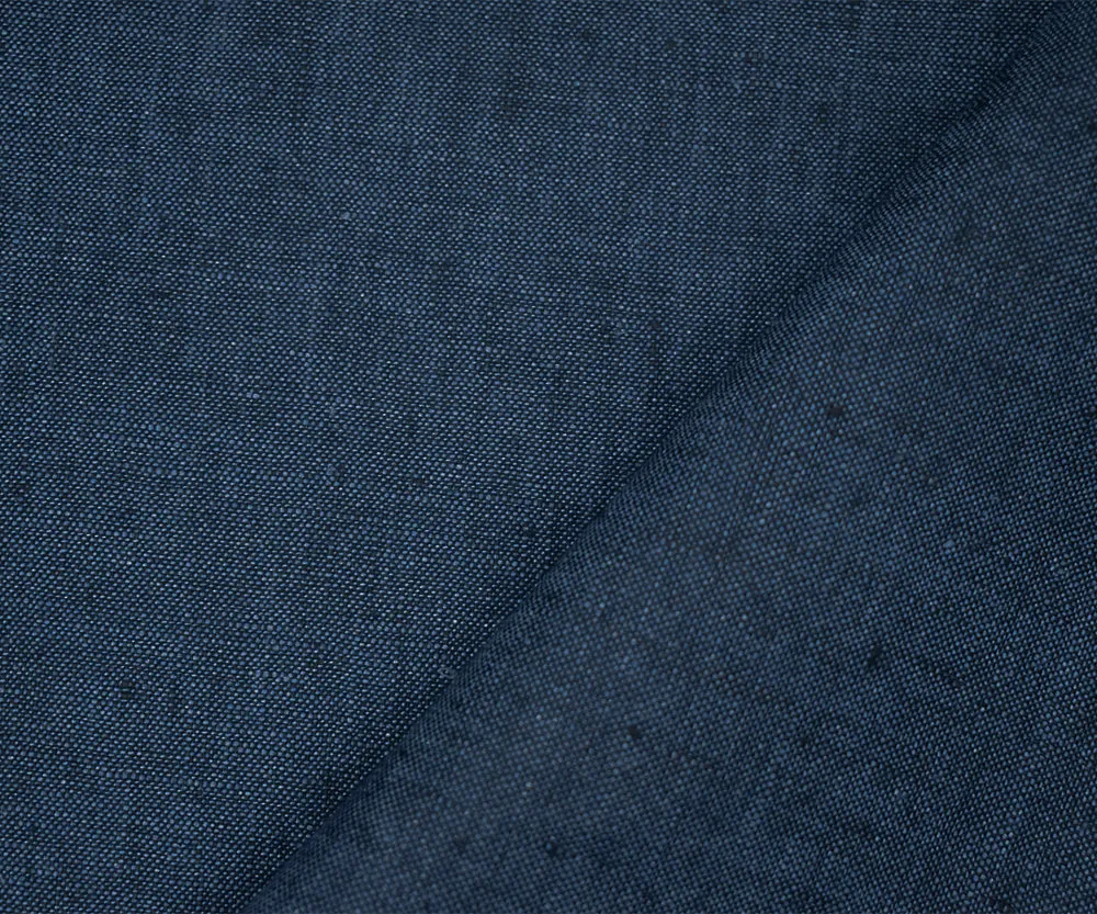 Black-Blue Spence Bryson Slub Texture Irish Linen Chambray Woven Fabric