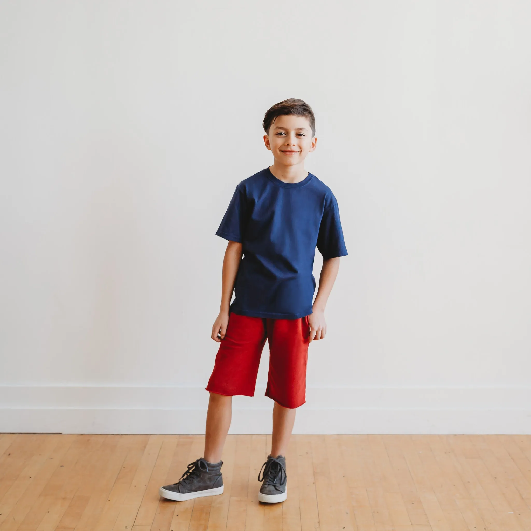 Boys Soft Organic Cotton Jersey Short Sleeve Crew Tee | Charcoal