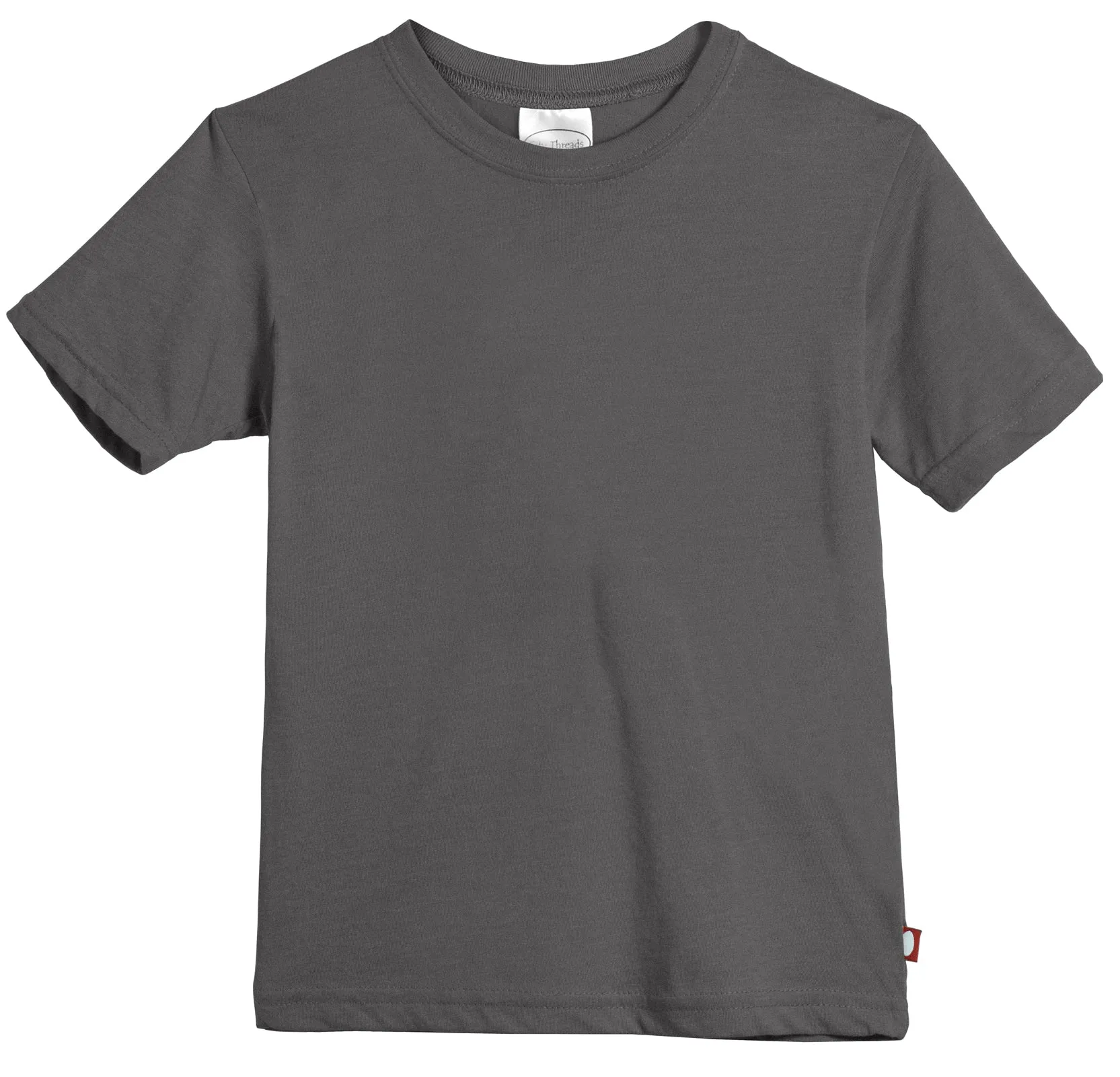 Boys Soft Organic Cotton Jersey Short Sleeve Crew Tee | Charcoal