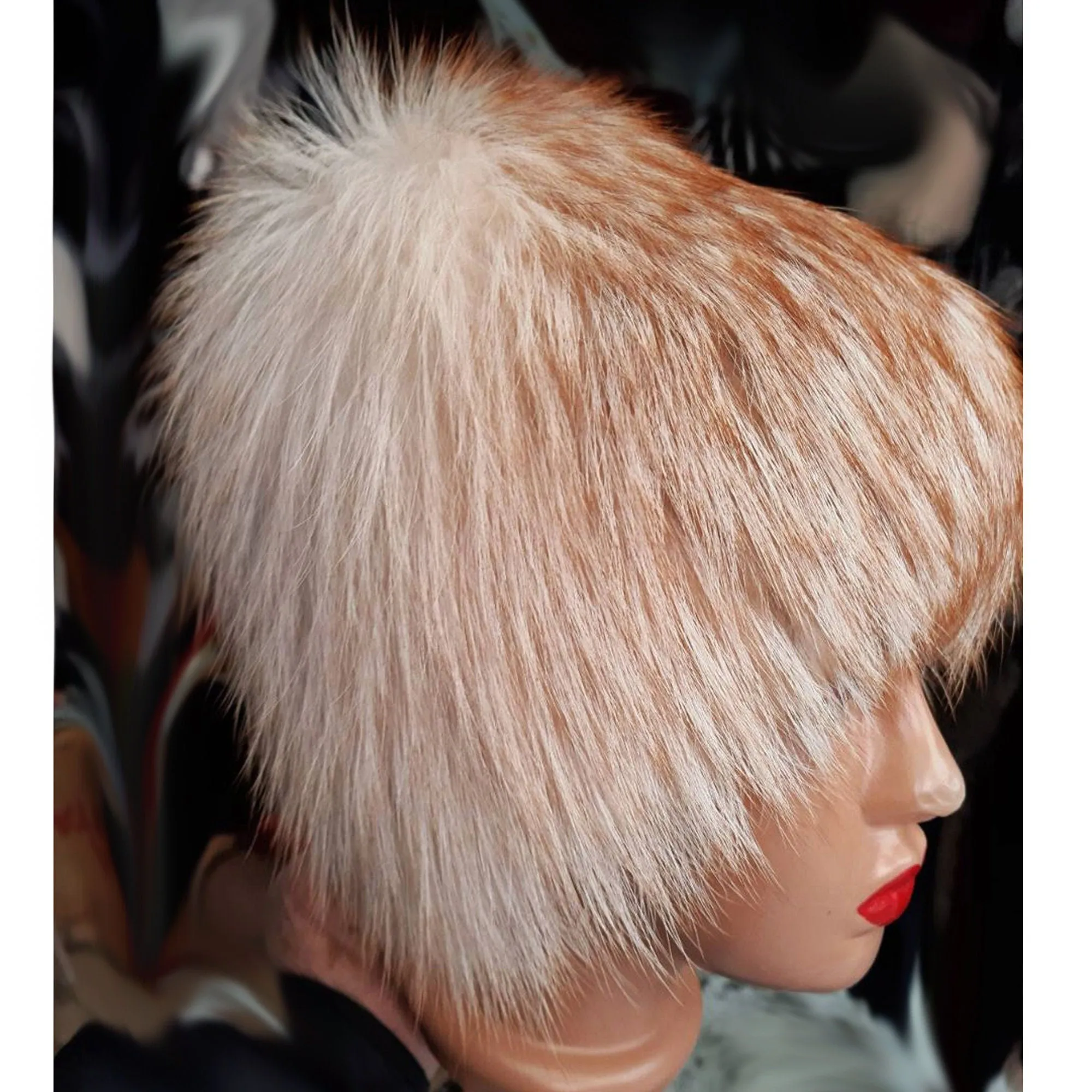 BY ORDER Women Fur Hat, Red Silver Fox Fur Hat, Stretchy Fur hat, Knit Fur Hat, Fox Fur Hat, Girl Fur Hat, Trapper Hat, Real fur Hat, Fluffy