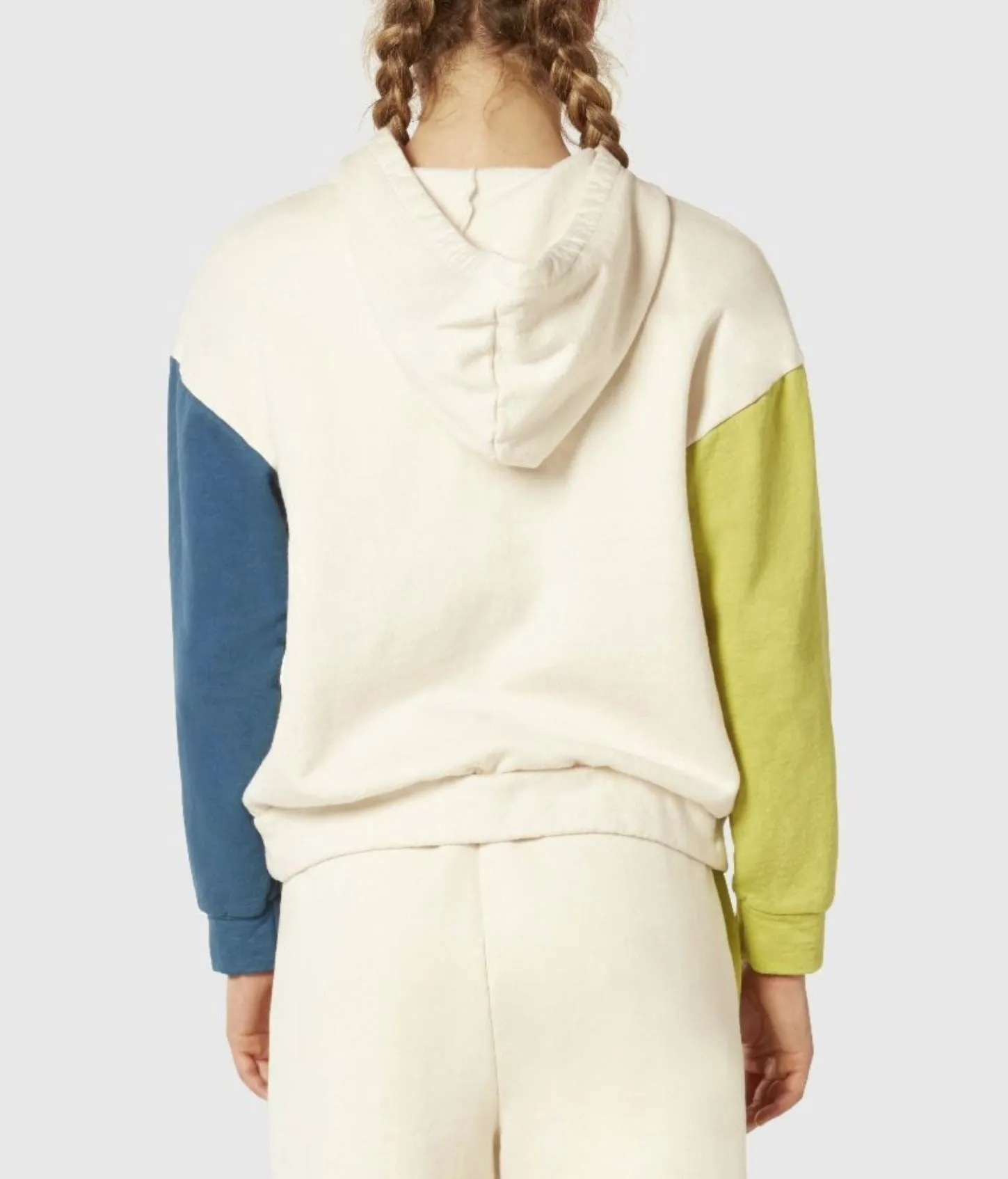 Color Block Ivory Full Zip Hoodie  Made in USA - CLEARANCE FINAL SALE