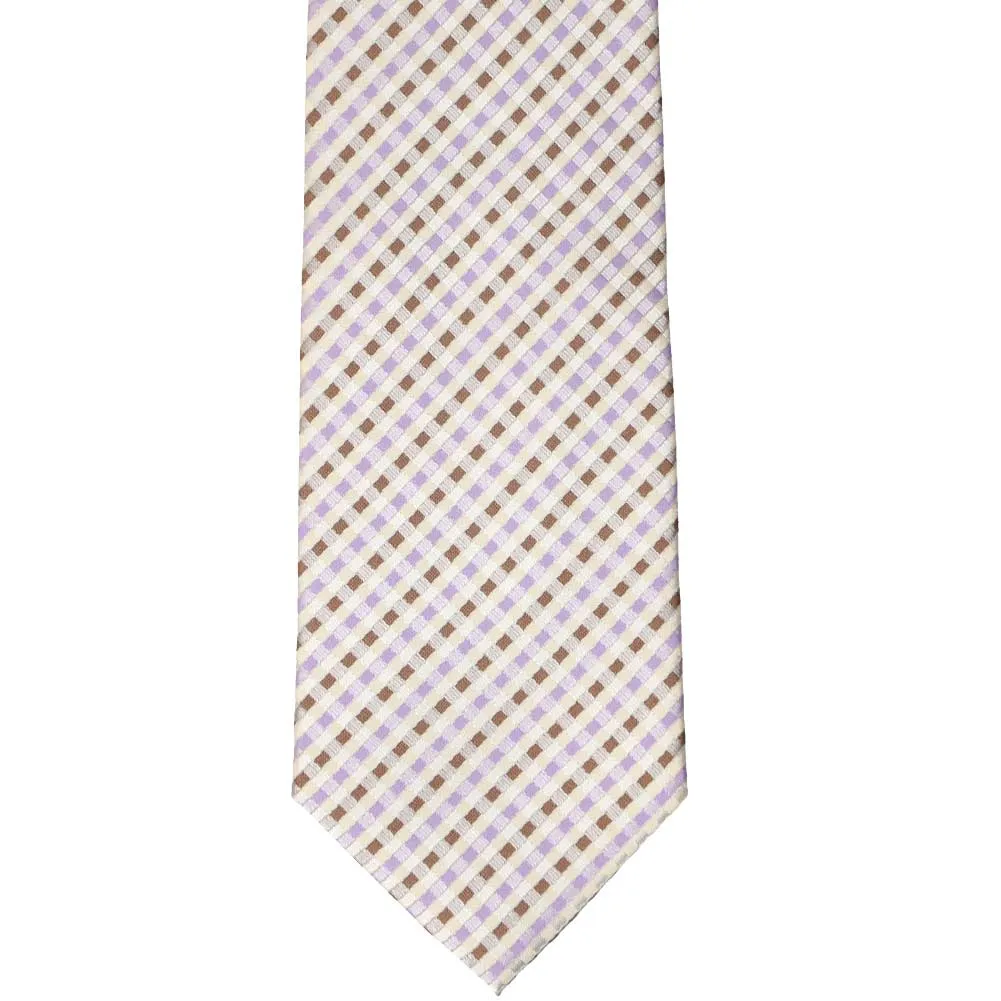 Cream George Plaid Extra Long Necktie