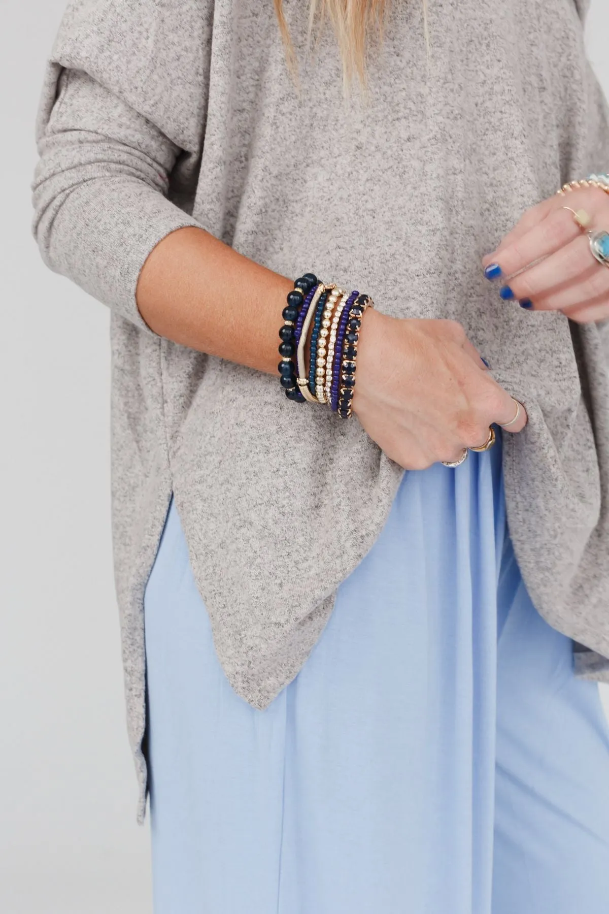 Darby Beaded Bracelet Set - Navy