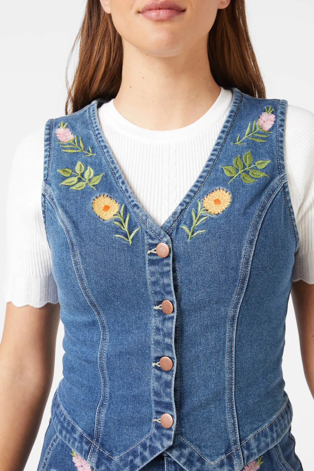 Flower Mix Embroidered Vest