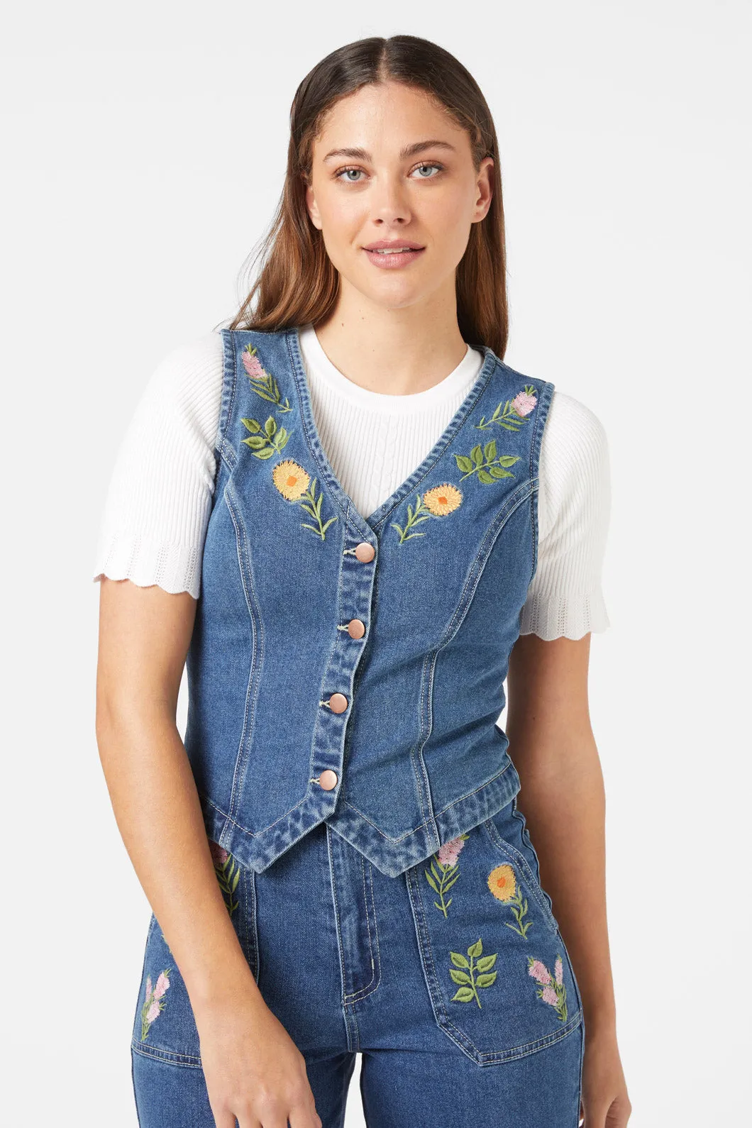 Flower Mix Embroidered Vest