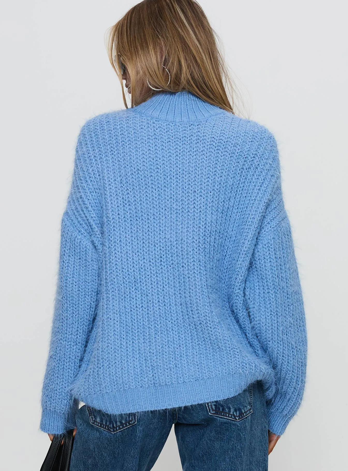 Gavelston Crew Neck Waffle Sweater Blue