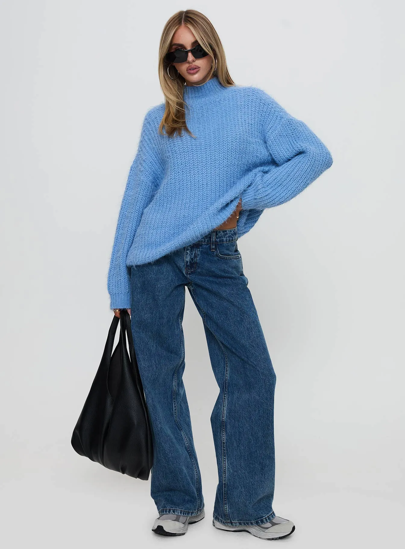 Gavelston Crew Neck Waffle Sweater Blue