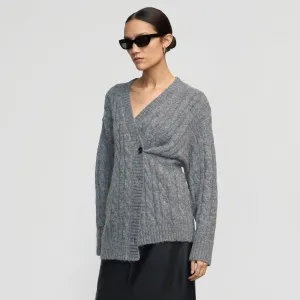 Hikari Asymmetric Cable Knit Cardigan