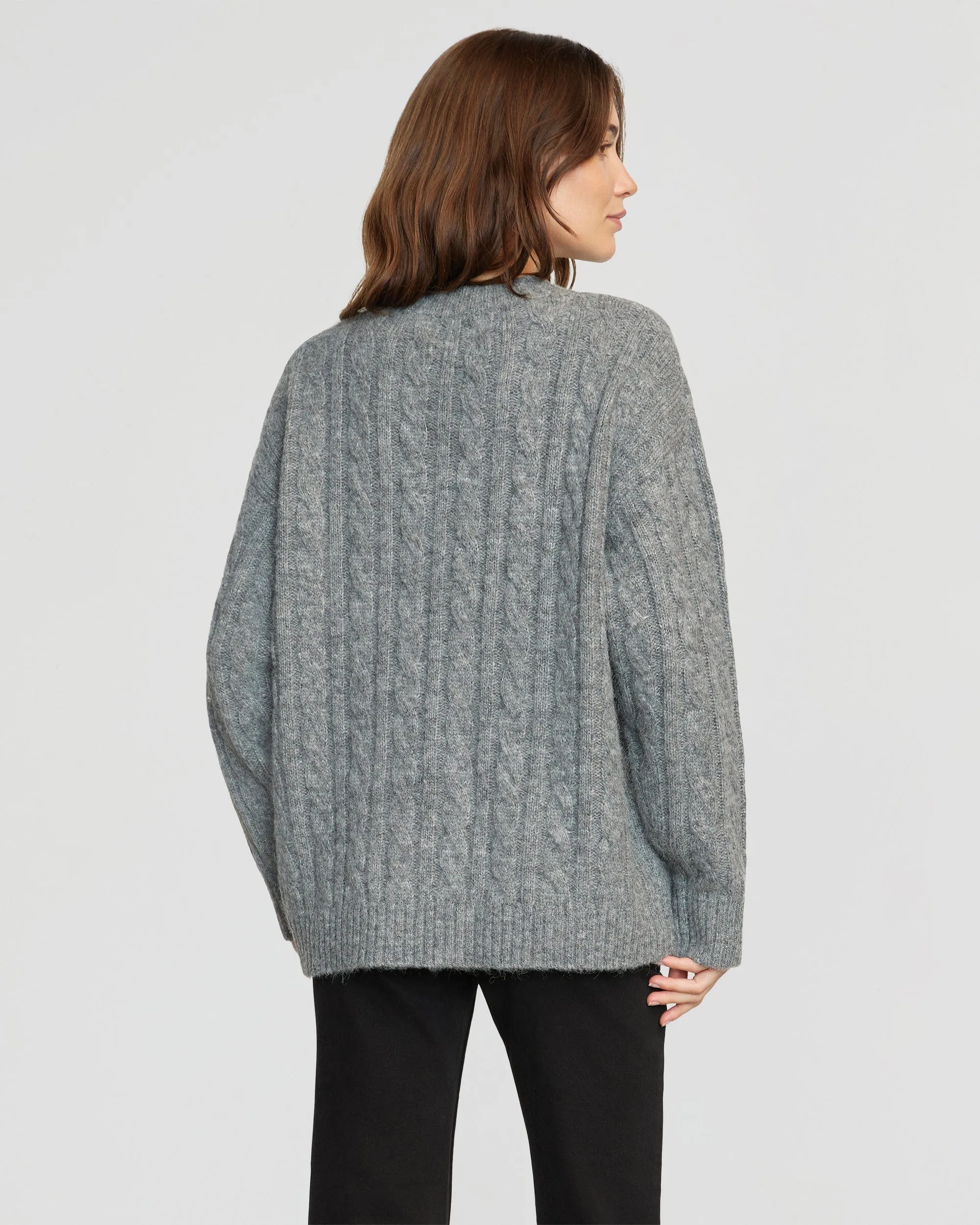 Hikari Asymmetric Cable Knit Cardigan