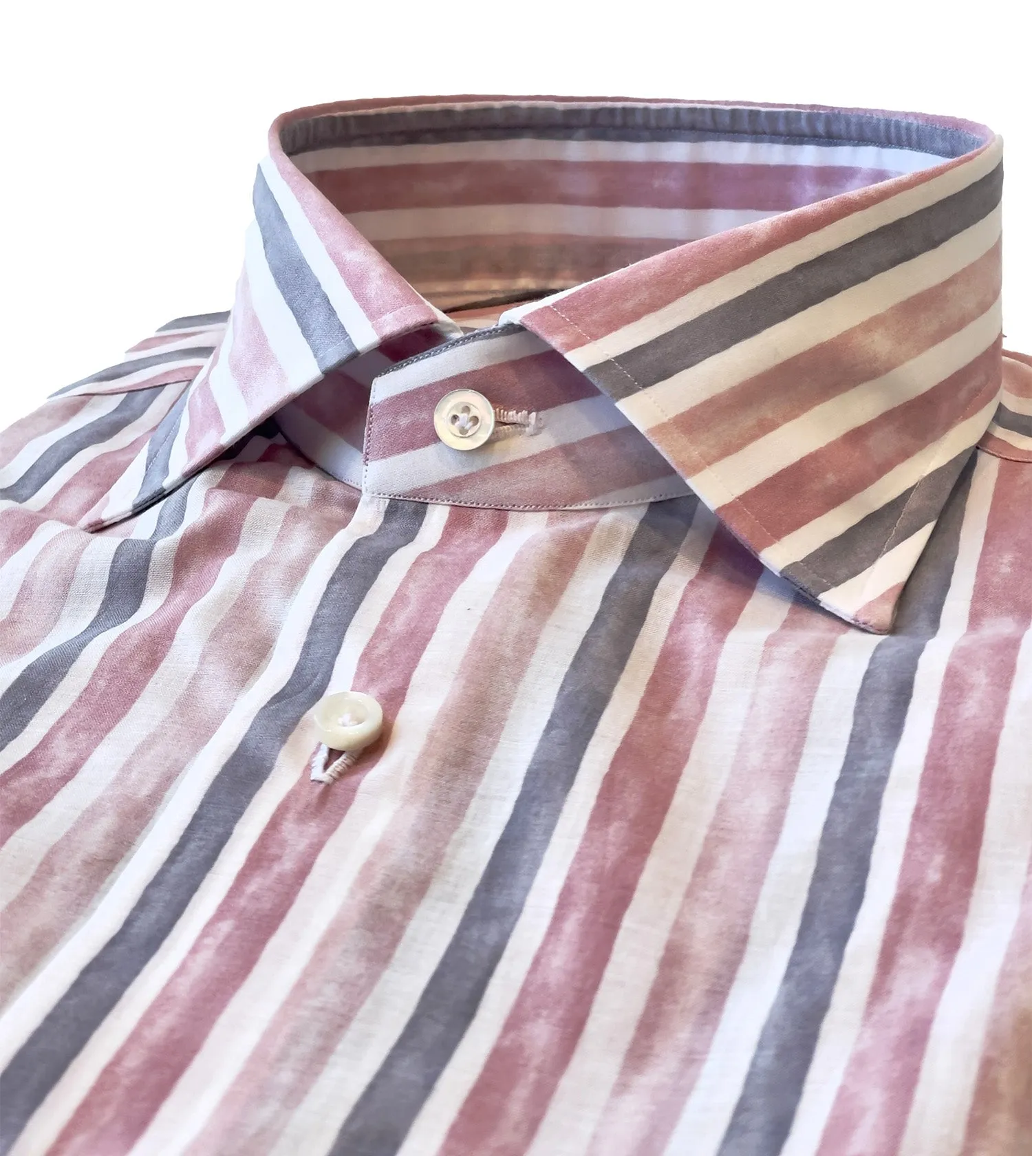 ISAIA Linen Ribbon Stripe Sport Shirt