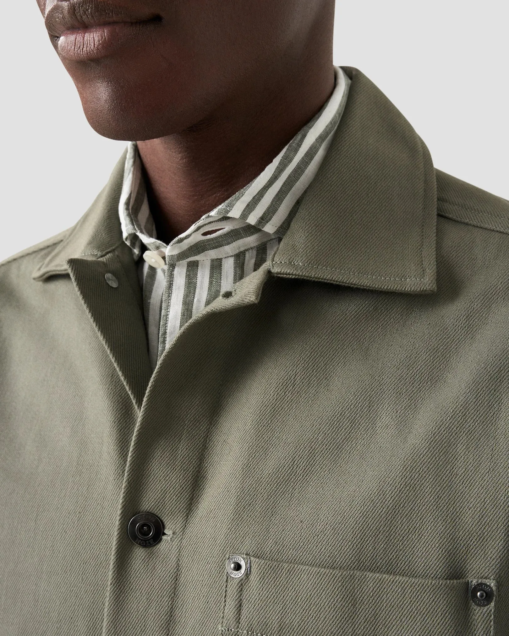 Khaki Green Heavy Denim Overshirt - ETON