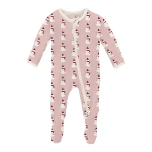 KicKee Pants Baby Rose Tiny Snowman Footie with 2 Way Zipper