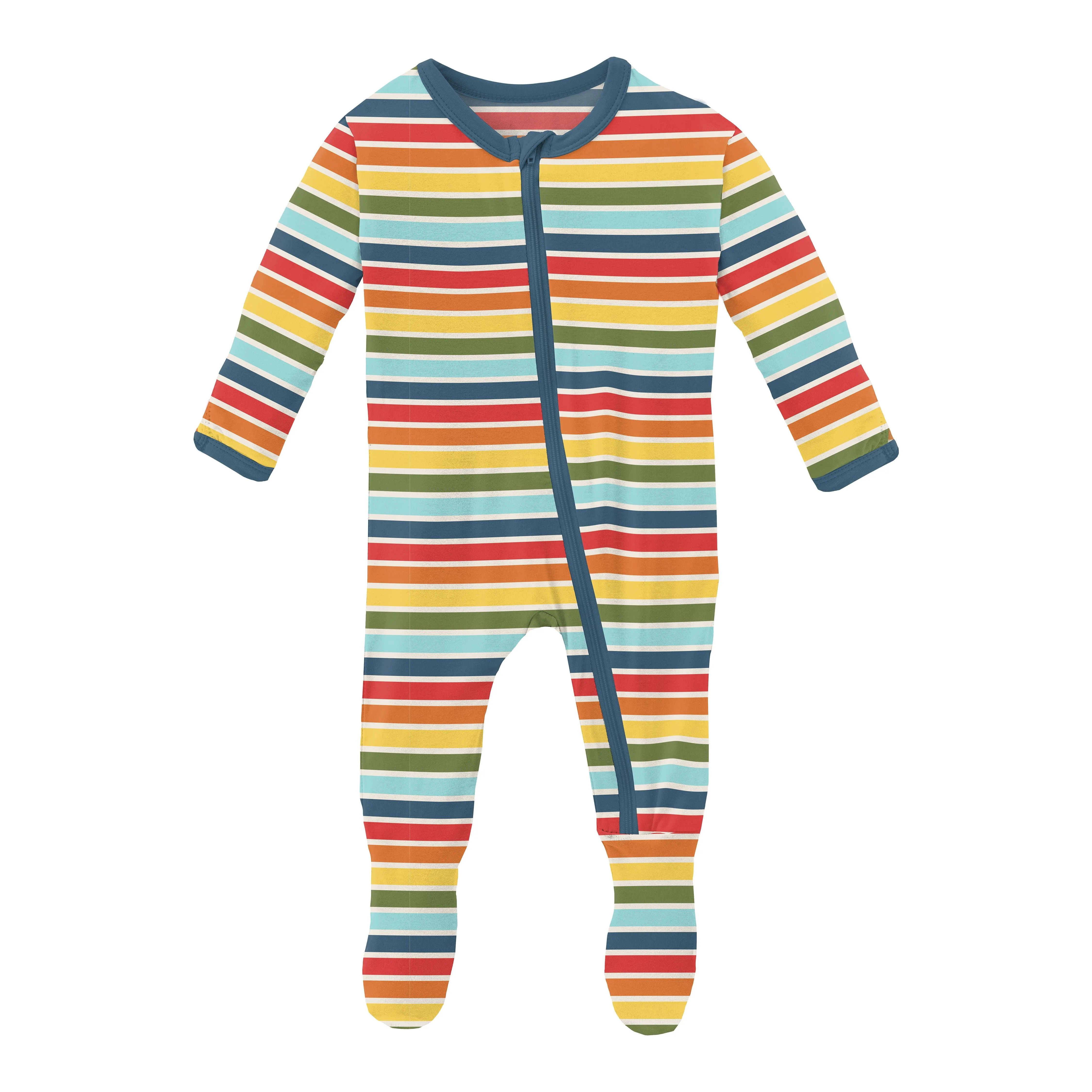 Kickee Pants Zipper Footie | Groovy Stripe