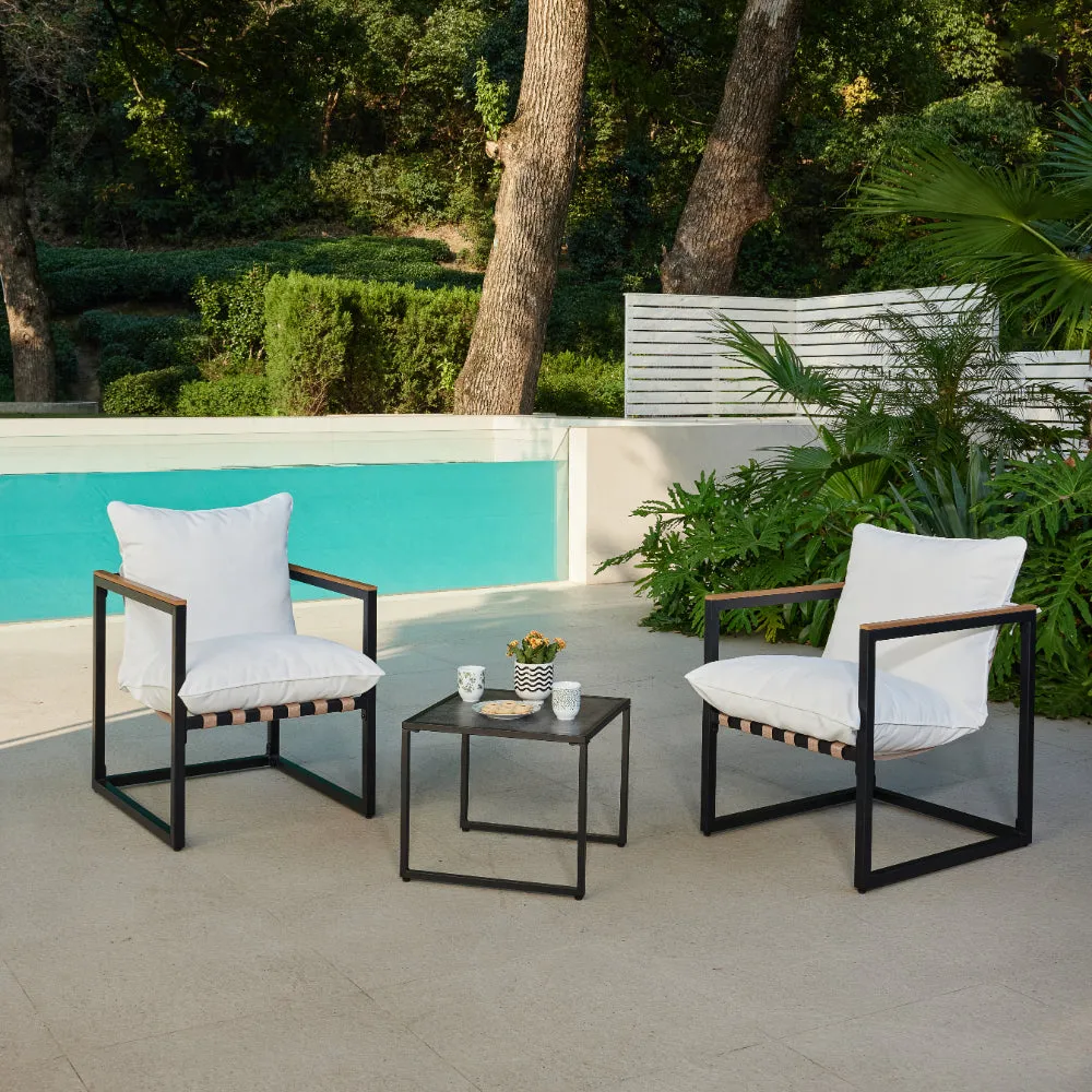 Marbella Garden Balcony Set,  Ivory Cushions