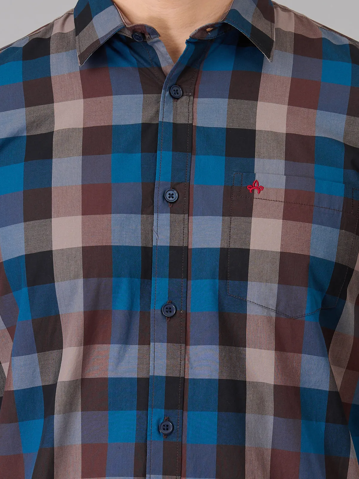 Men Blue Cotton Checks Shirts (GBHM23ED05)