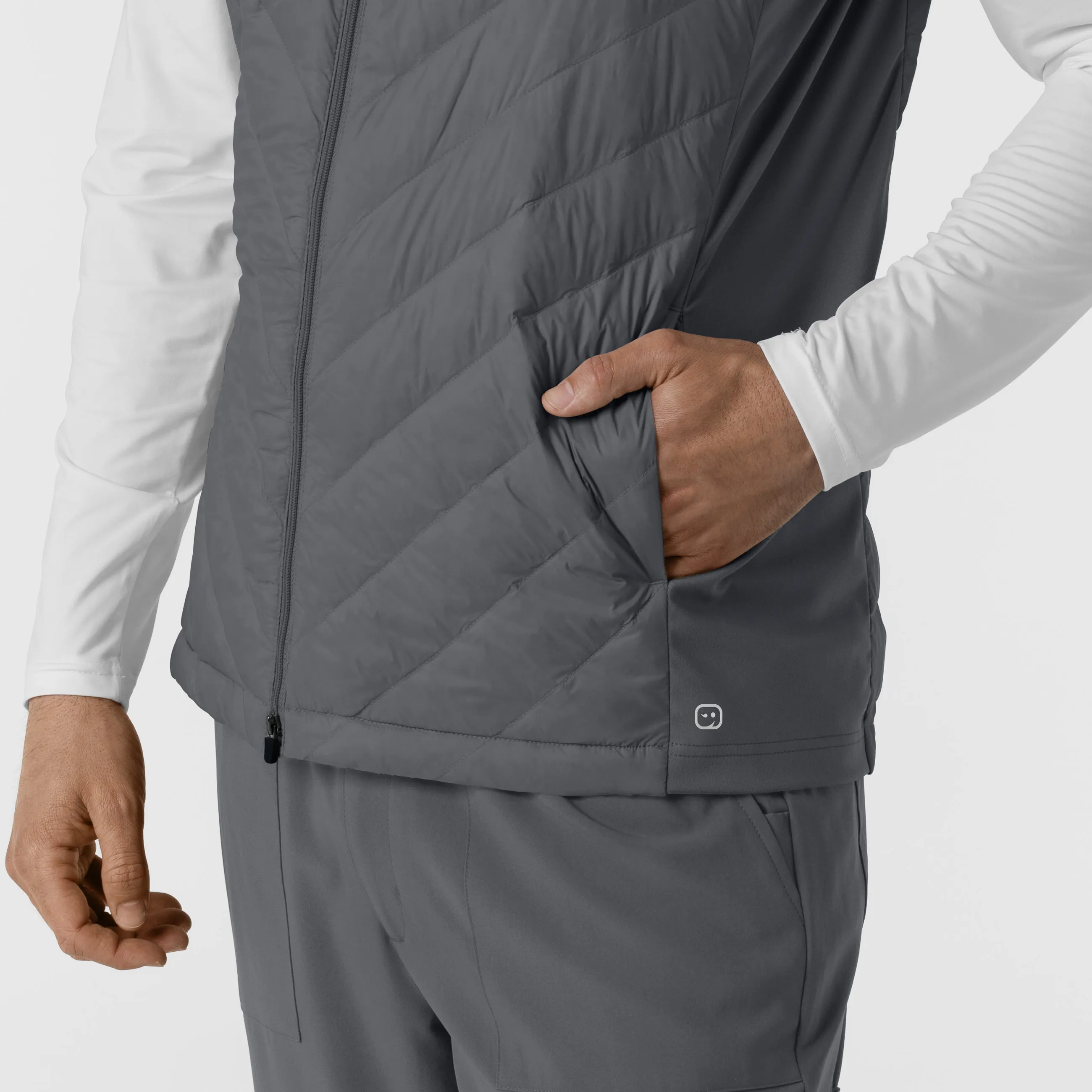 Men's Quilted Scrub Vest - Pewter