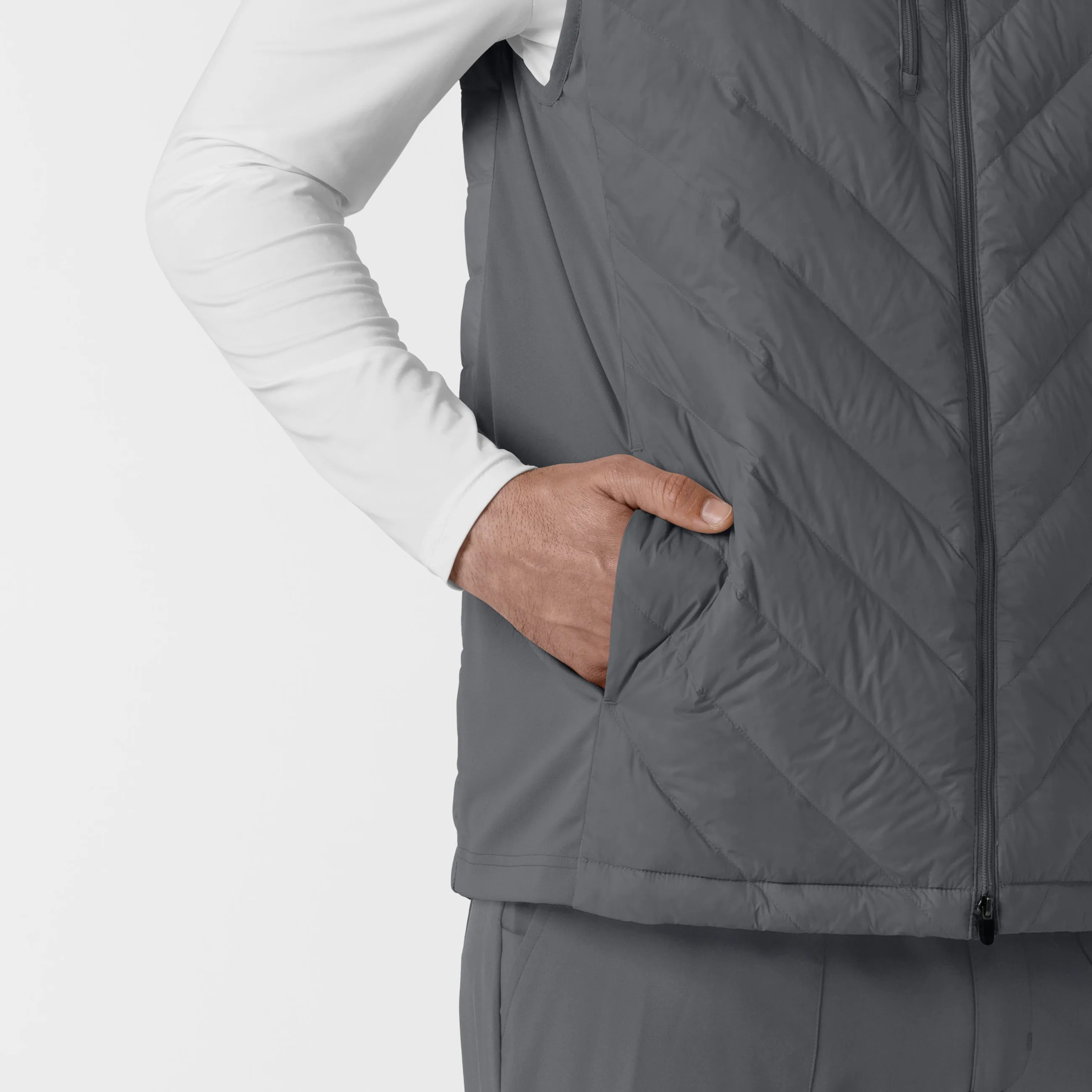 Men's Quilted Scrub Vest - Pewter