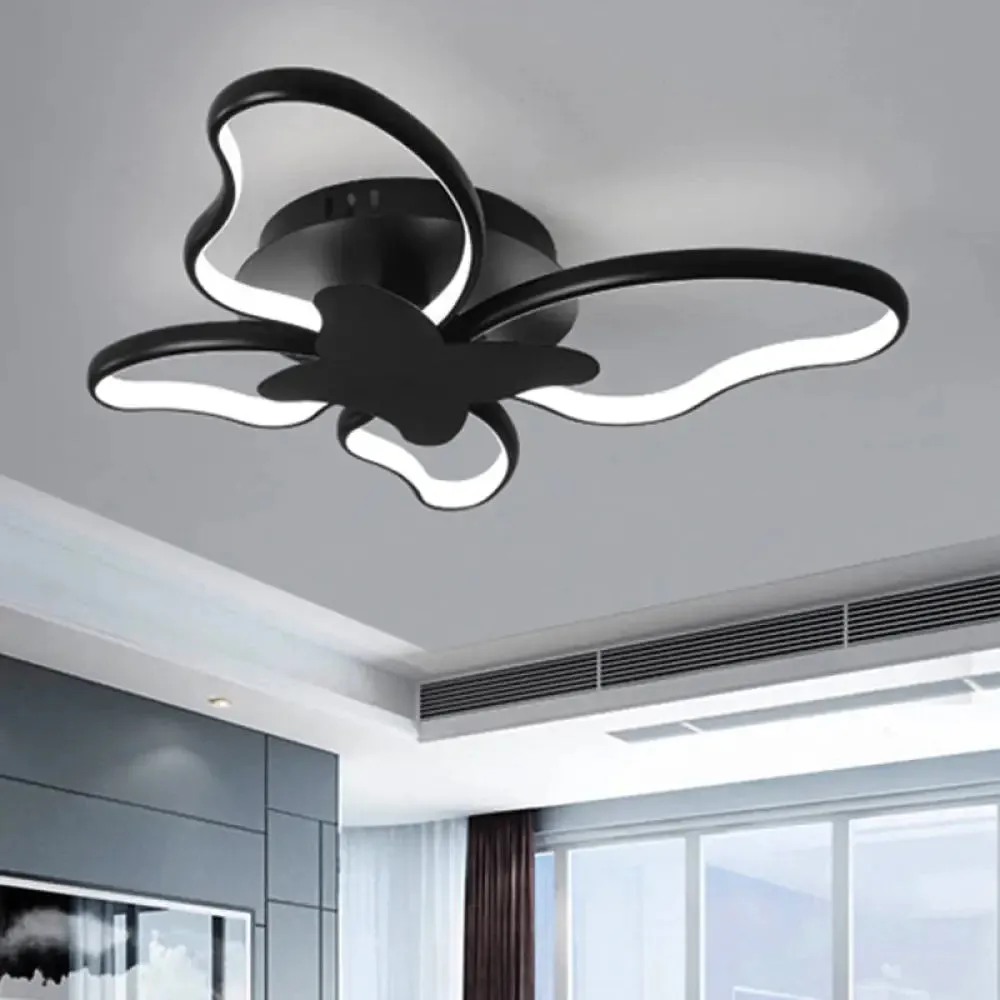 Modern LED Butterfly Ceiling Light - Acrylic Flush Mount for Bedroom