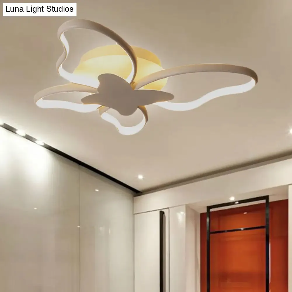 Modern LED Butterfly Ceiling Light - Acrylic Flush Mount for Bedroom