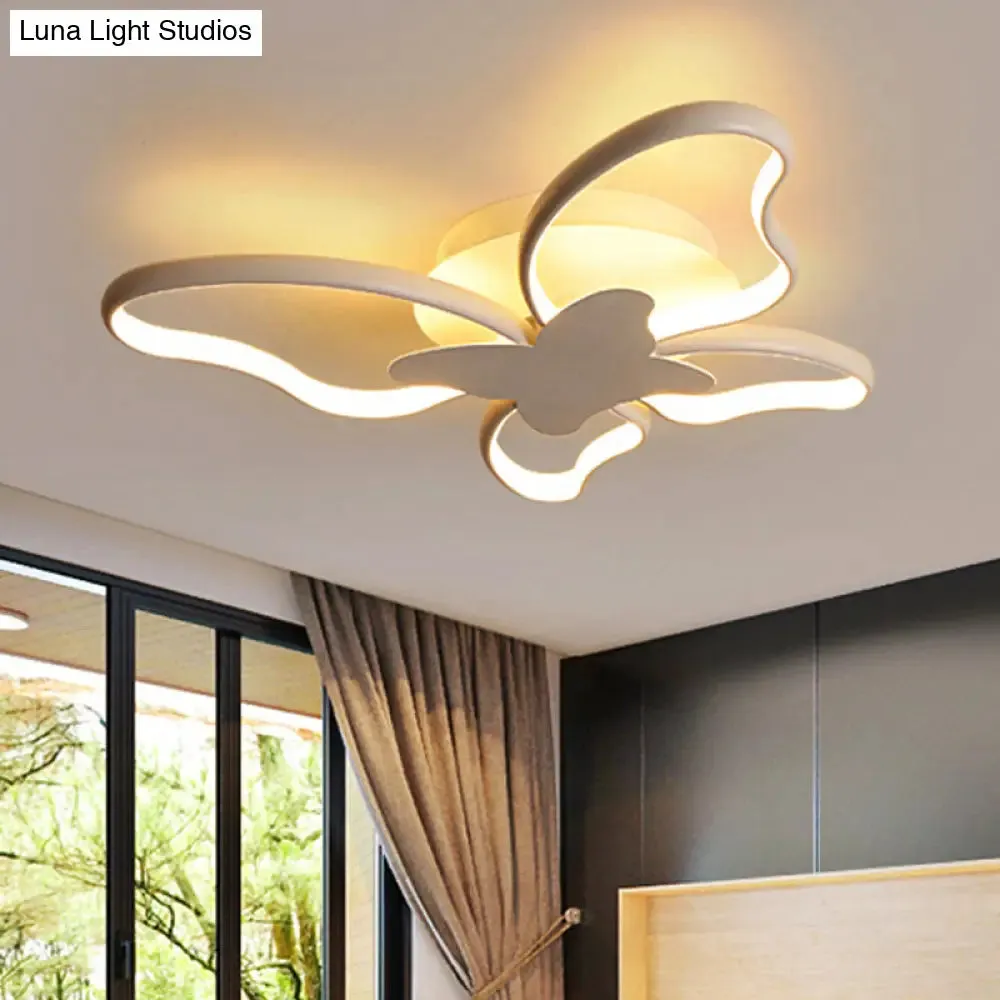 Modern LED Butterfly Ceiling Light - Acrylic Flush Mount for Bedroom