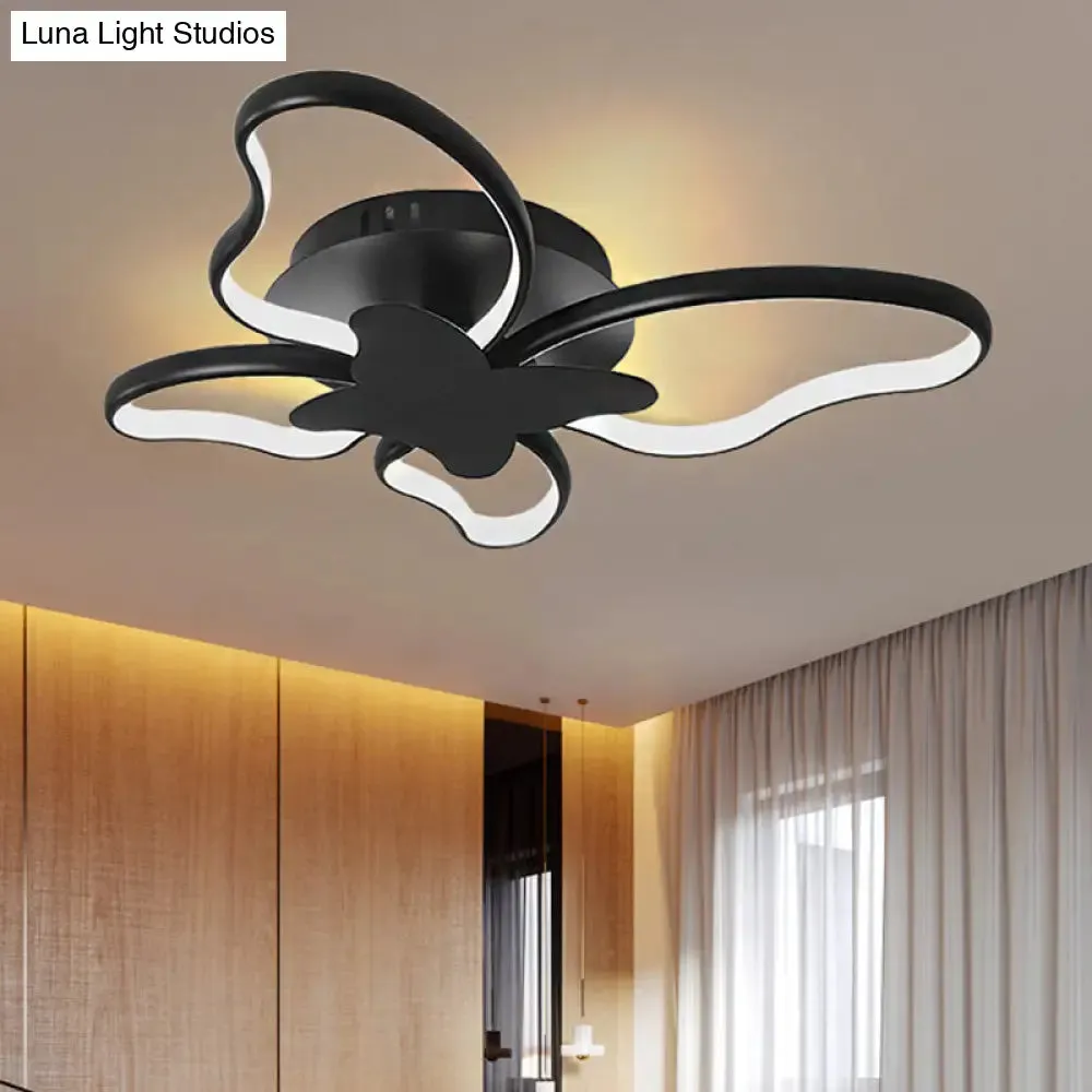 Modern LED Butterfly Ceiling Light - Acrylic Flush Mount for Bedroom