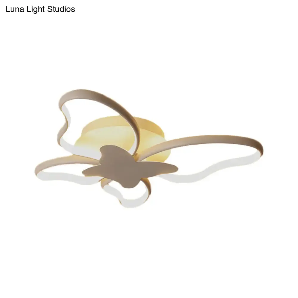 Modern LED Butterfly Ceiling Light - Acrylic Flush Mount for Bedroom