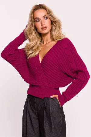 MOE Women's European Wrap Ribbed Yarn Stylish Sweater