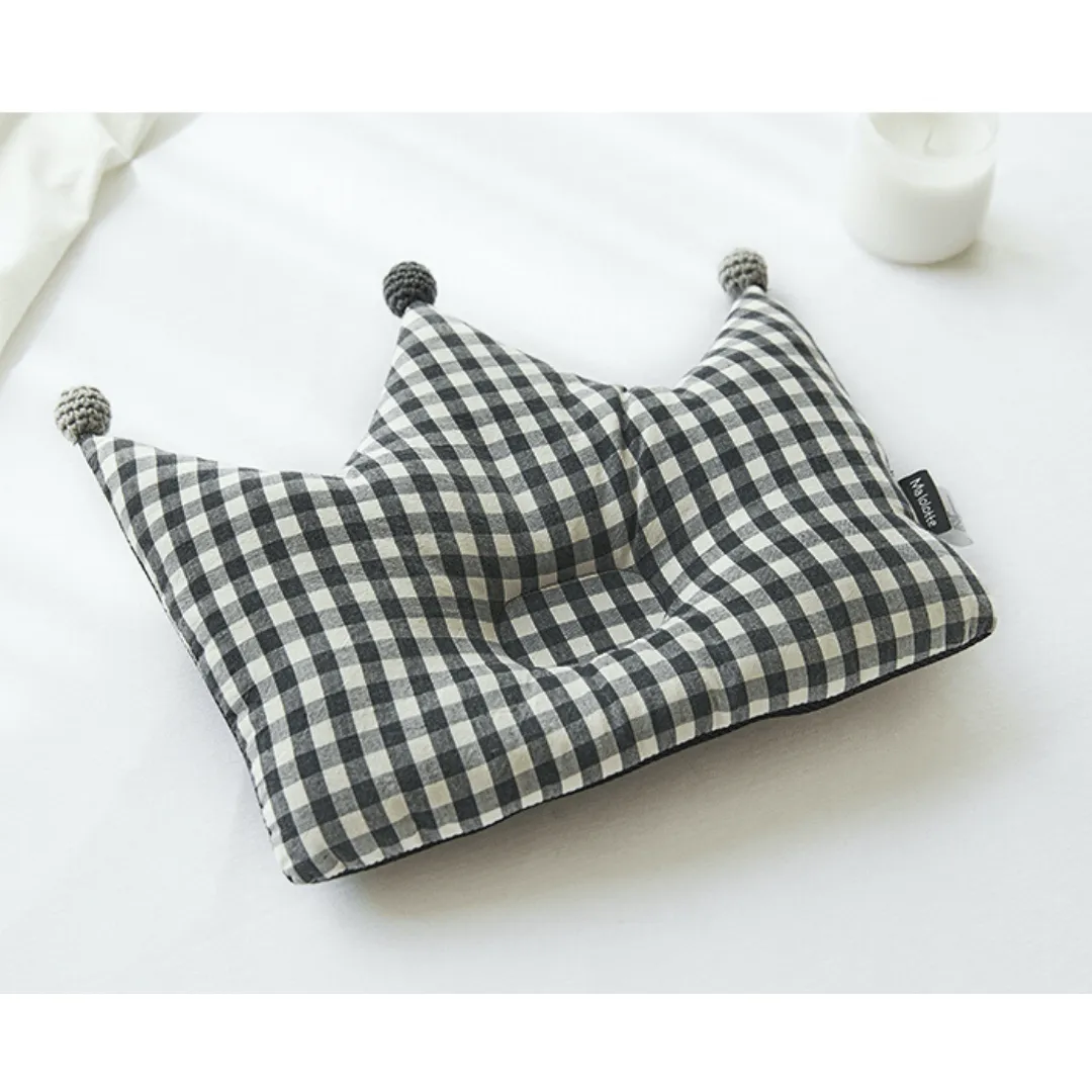 Newborn Crown Pillow   Blanket set - Mellan Check (Black)