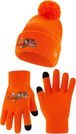 NFL Official Adults Super Soft Winter Beanie Knit Hat with Extra Warm Touch Screen Gloves|Cincinnati Bengals