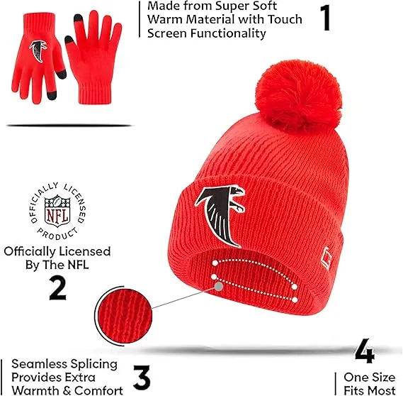 NFL Official Adults Super Soft Winter Beanie Knit Hat with Extra Warm Touch Screen Gloves|Cincinnati Bengals