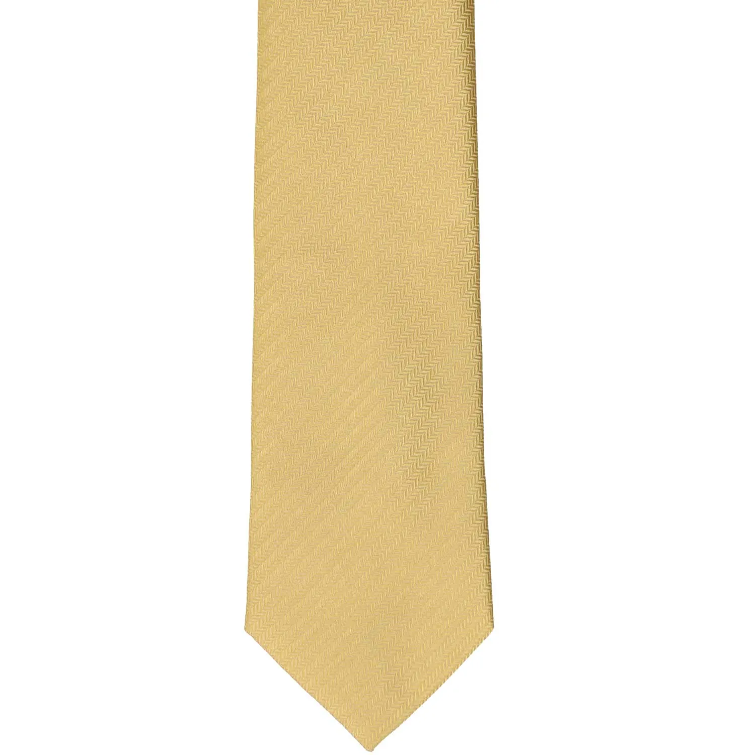 Pale Gold Herringbone Silk Slim Necktie, 2.5" Width