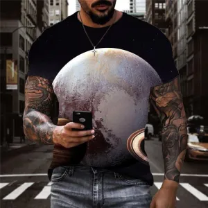 Pluto T shirt Men Galaxy Tshirt Printed Space Funny T shirts Universe T-shirts 3d