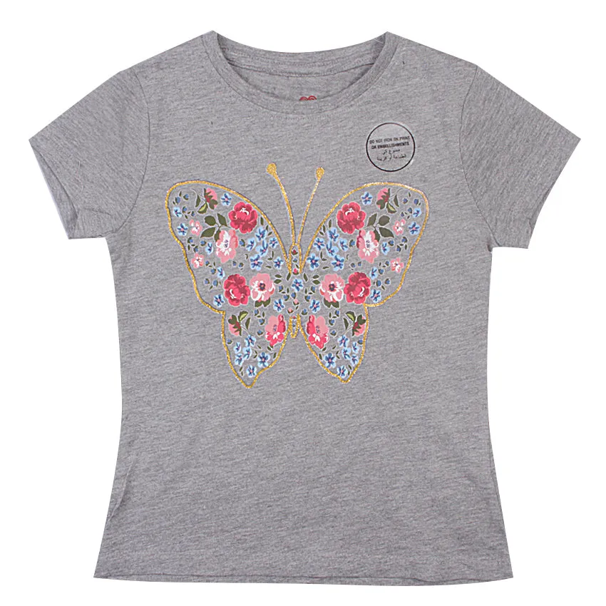 REDTAG Girl's Mid-Grey Casual T-Shirts