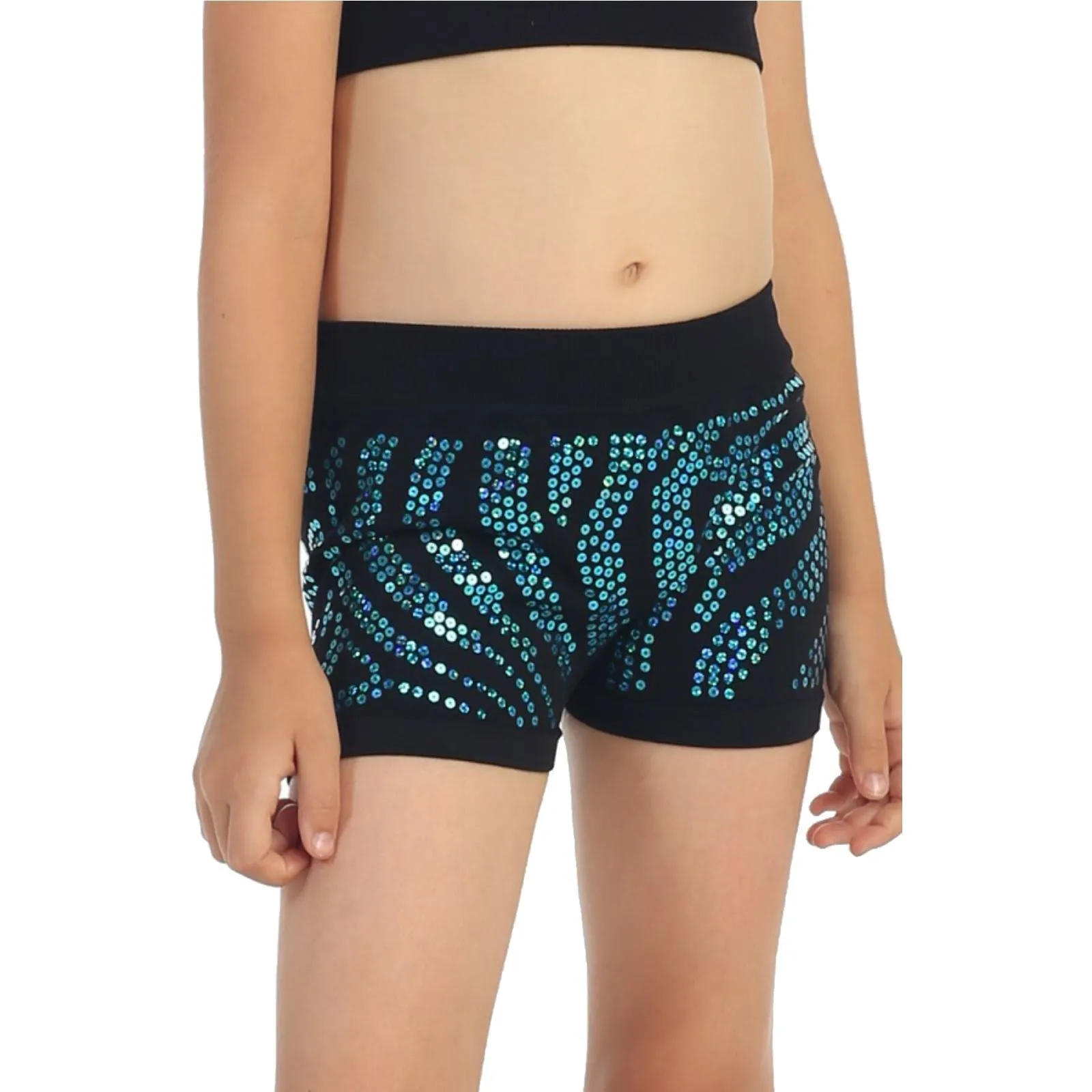 SALE - CHILDS ZEBRA SEQUIN SEAMLESS BOY SHORTS