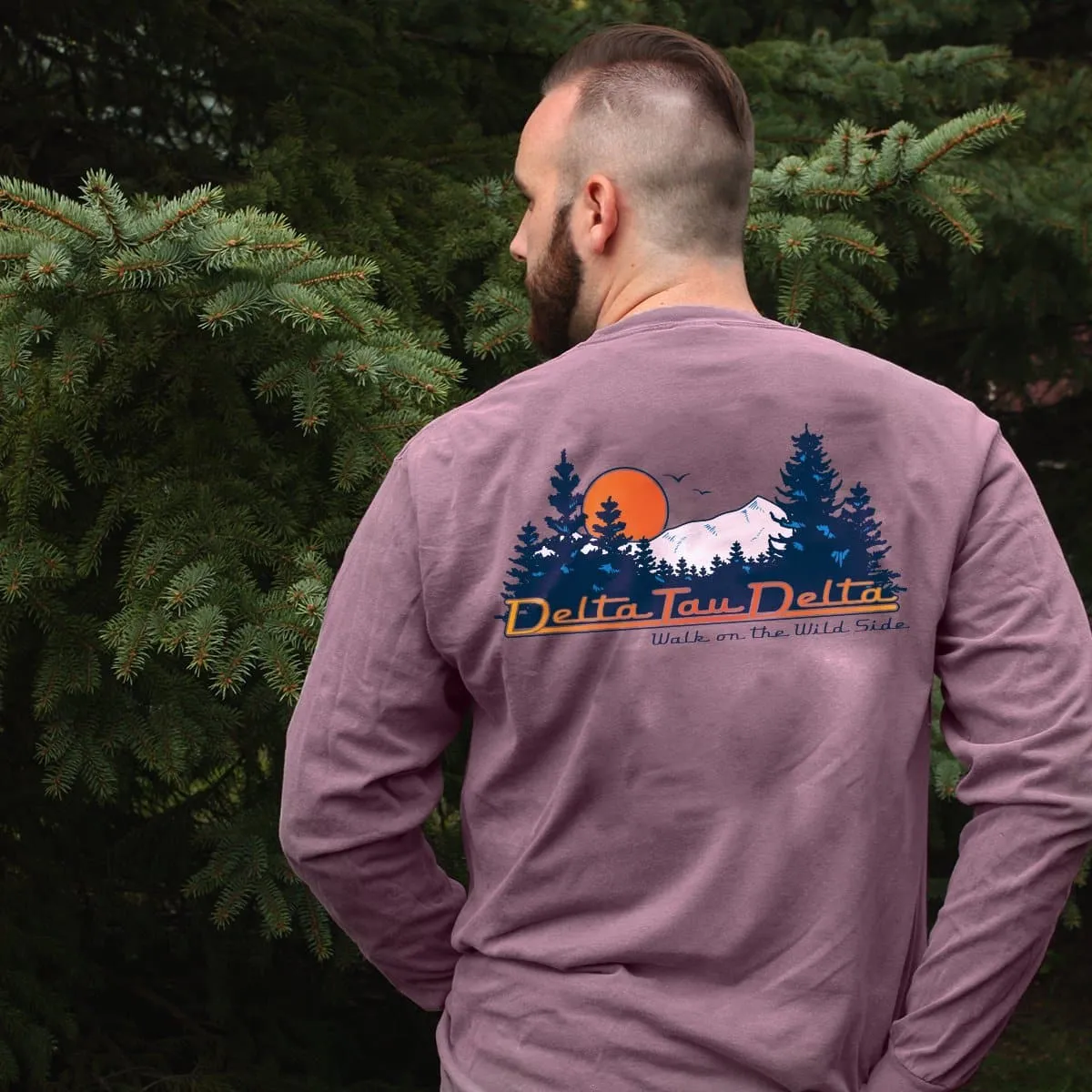 Sigma Pi Comfort Colors Berry Retro Wilderness Long Sleeve Pocket Tee