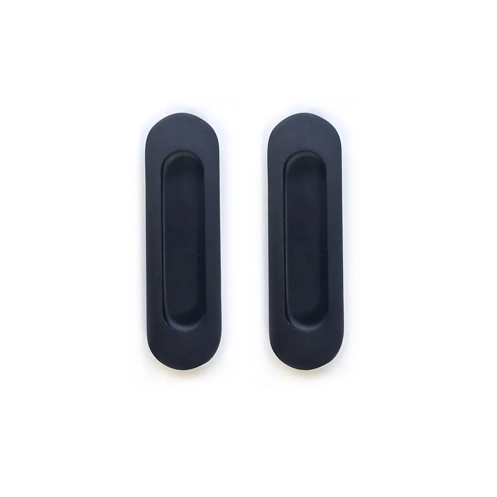 Three Pairs of Burbank 120mm Sliding Door Oval Flush Pulls - Matt Black Finish