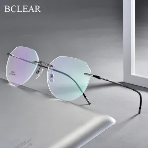 Unisex Square Titanium Alloy Rimless Frame Eyeglasses Zt7052