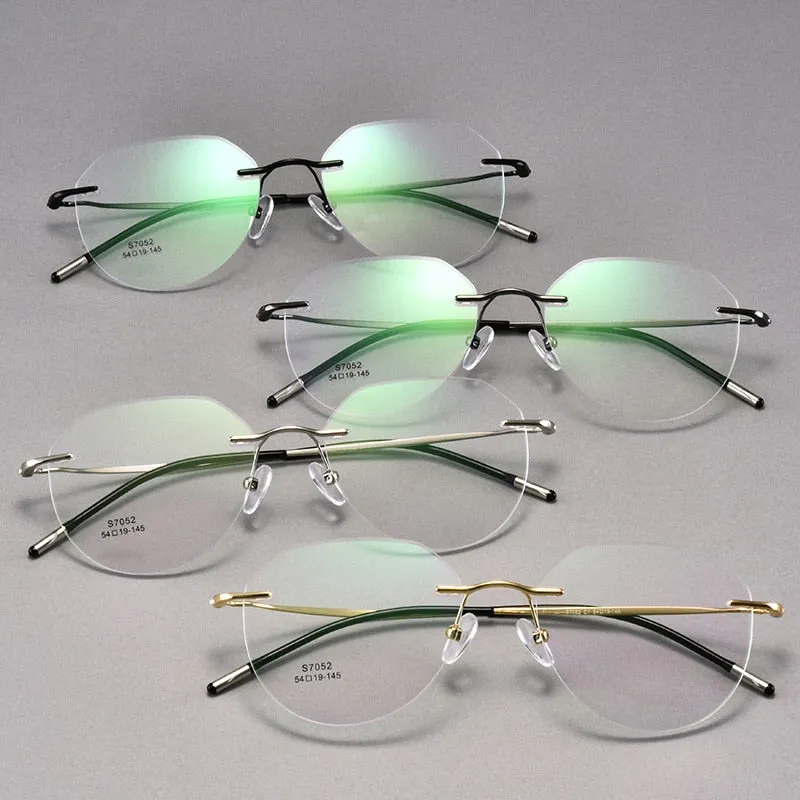 Unisex Square Titanium Alloy Rimless Frame Eyeglasses Zt7052