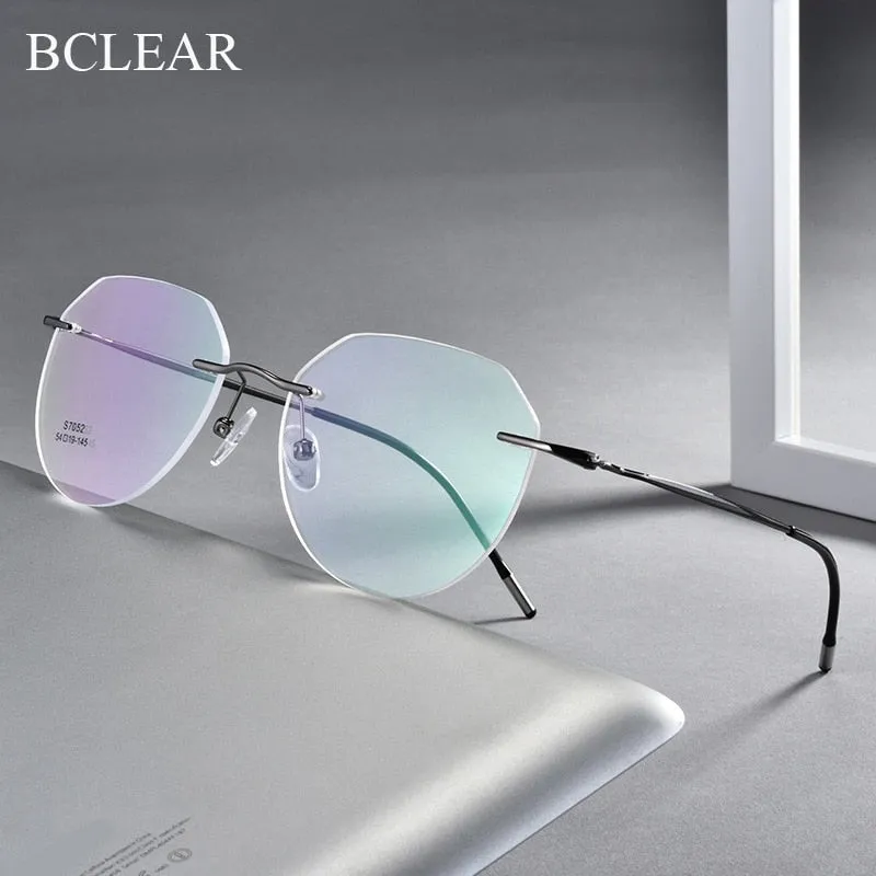 Unisex Square Titanium Alloy Rimless Frame Eyeglasses Zt7052