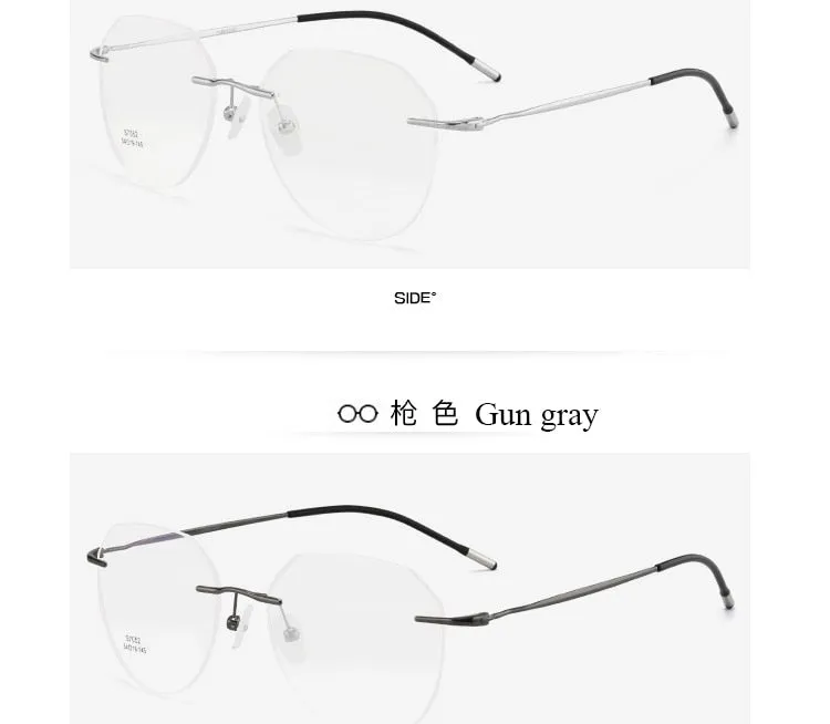 Unisex Square Titanium Alloy Rimless Frame Eyeglasses Zt7052