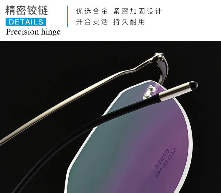 Unisex Square Titanium Alloy Rimless Frame Eyeglasses Zt7052