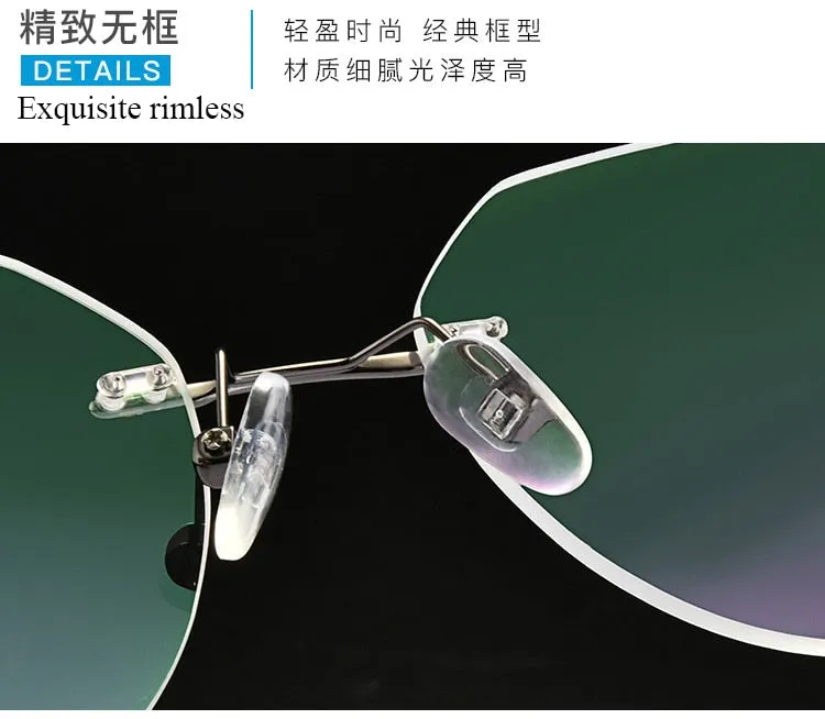 Unisex Square Titanium Alloy Rimless Frame Eyeglasses Zt7052