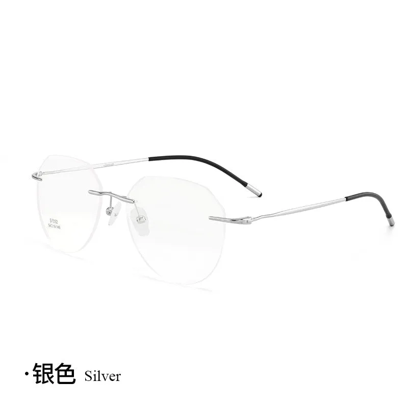 Unisex Square Titanium Alloy Rimless Frame Eyeglasses Zt7052