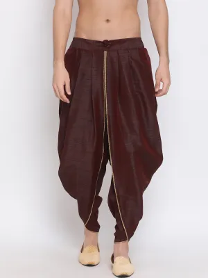 VASTRAMAY Men's Wine Silk Blend Dhoti Pant