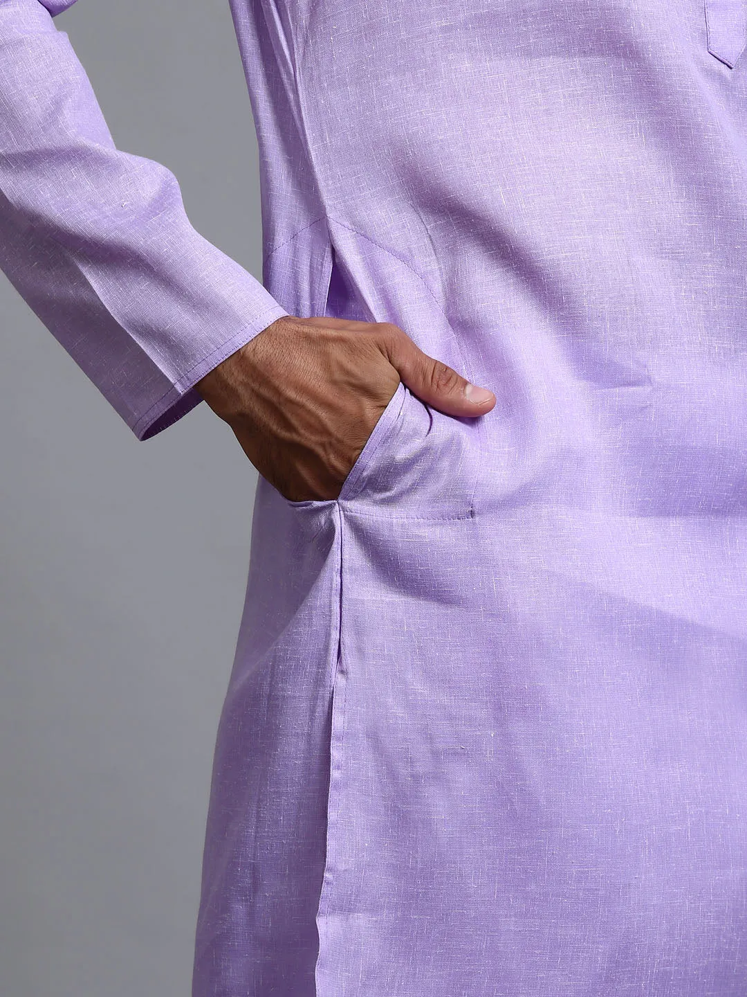 VASTRAMAY Purple Cotton Kurta Pyjama