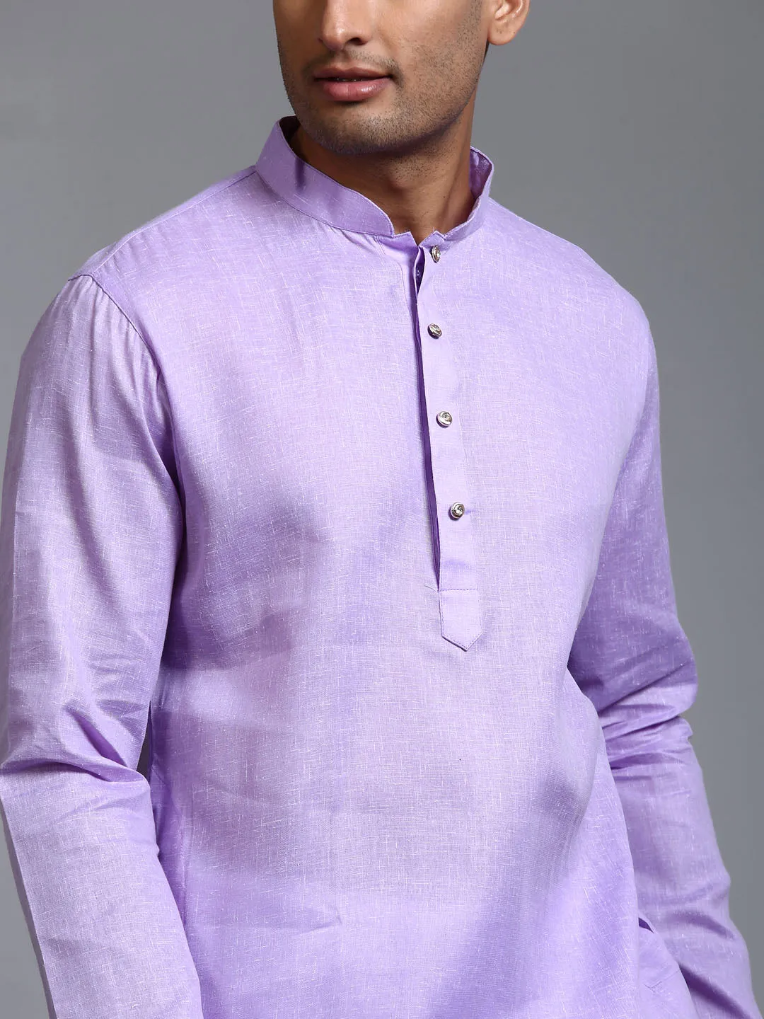 VASTRAMAY Purple Cotton Kurta Pyjama