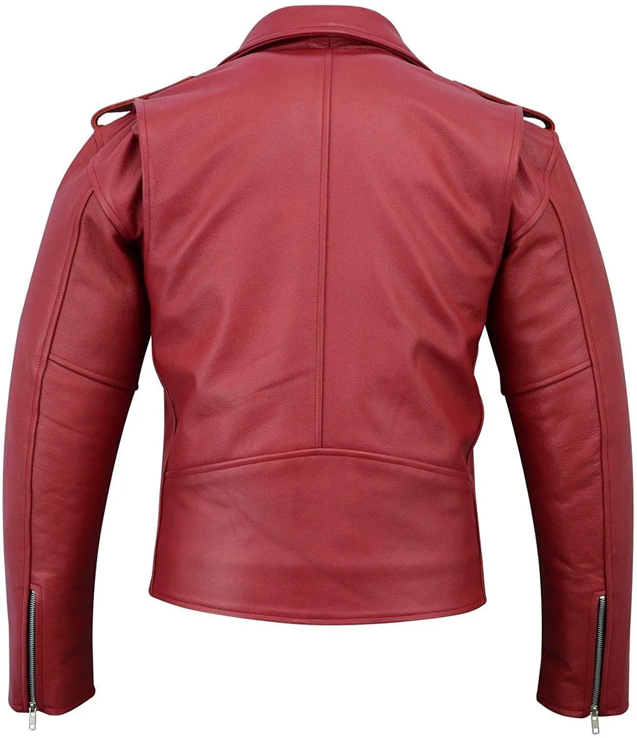 Warrior Gears® Perfecto Marlo Brando Leather Motorcycle Jacket for Men  Cowhide- Red